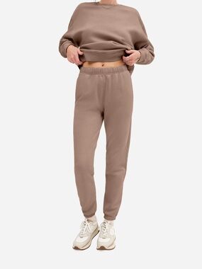 MATE the Label Organic Fleece Relaxed Pocket Sweatpants Jogger Mushroom Small